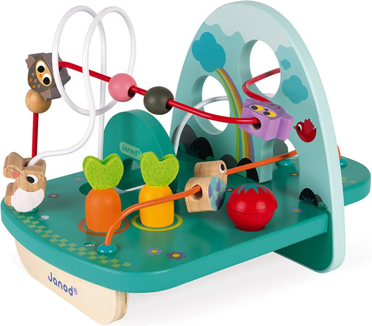 Janod Looping Konijn & Co Speelgoed - 3-in-1 Lussen Stapelen
