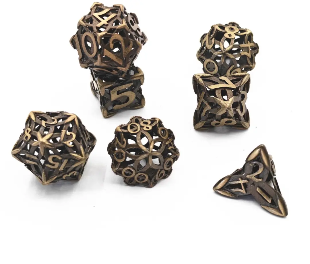 Lapi Toys D&D Polydice Metaal Koperkleurig - 7 Stuks