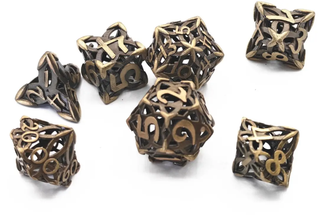 Lapi Toys D&D Polydice Metaal Koperkleurig - 7 Stuks