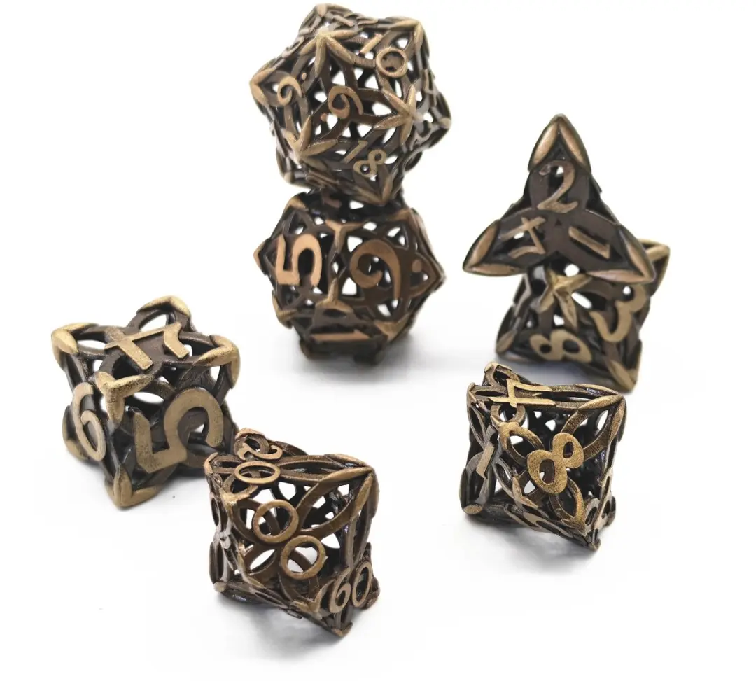 Lapi Toys D&D Polydice Metaal Koperkleurig - 7 Stuks