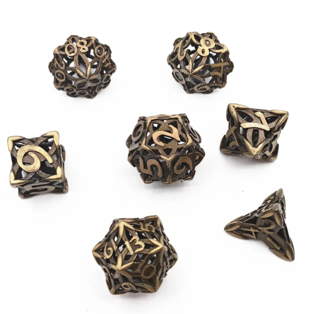 Lapi Toys D&D Polydice Metaal Koperkleurig - 7 Stuks