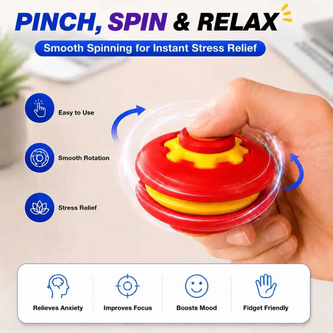 ECTEATOY Stressbal Fidget Spinner Bal - 2 Stuks - Rood/Geel