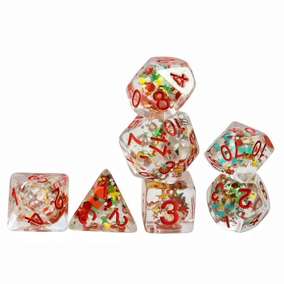 Lapi Toys D&D Polydice Set 7 Stuks - Kerst - Transparant/Rood/Groen