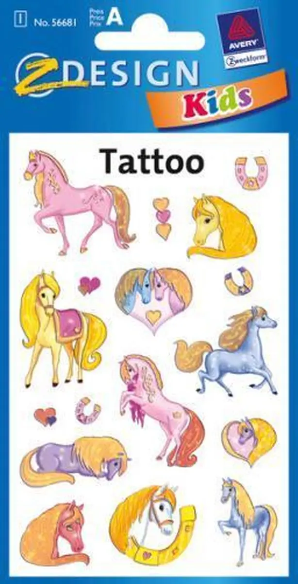 Tattoo etiket Z-design Kids pakje a 1 vel paarden