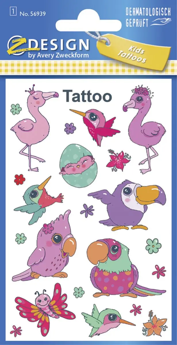 Avery Tattoo Etiket Z-design Kids - 1 Vel - Wit