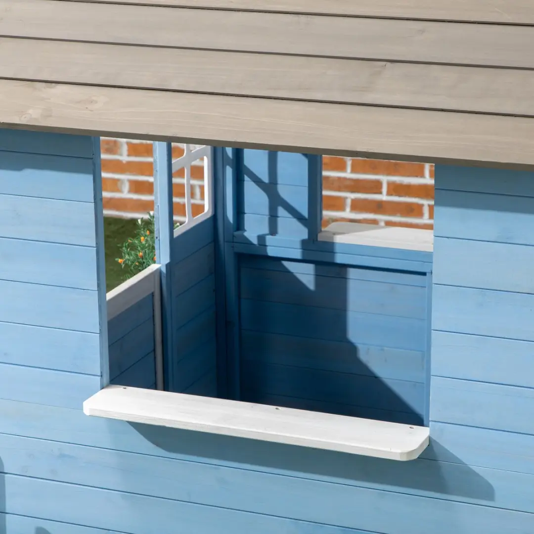 ECTEATOY Houten Speelhuisje Buiten Blauw 151x112x142cm
