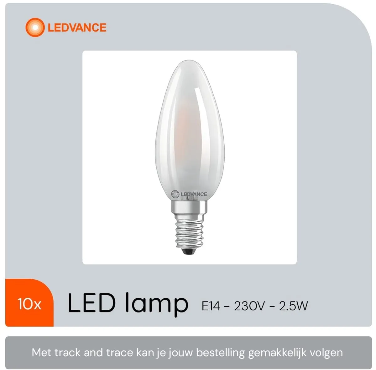 LEDVANCE LED Filament Kaarslamp E14 2.5W 250lm - Mat - 10 Stuks