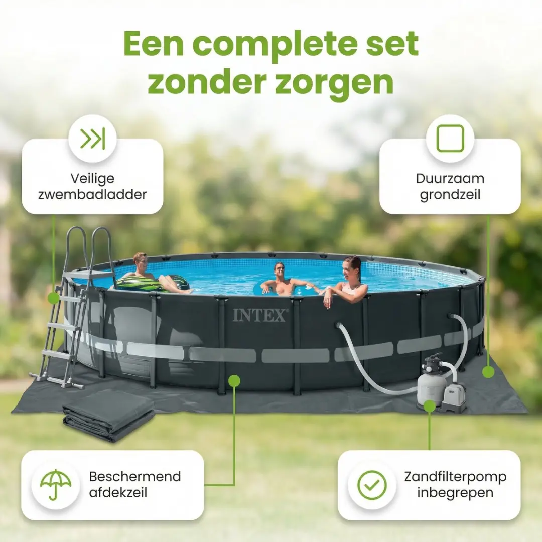 Intex Ultra XTR Frame Zwembad 610x122cm - 8-delig - Grijs