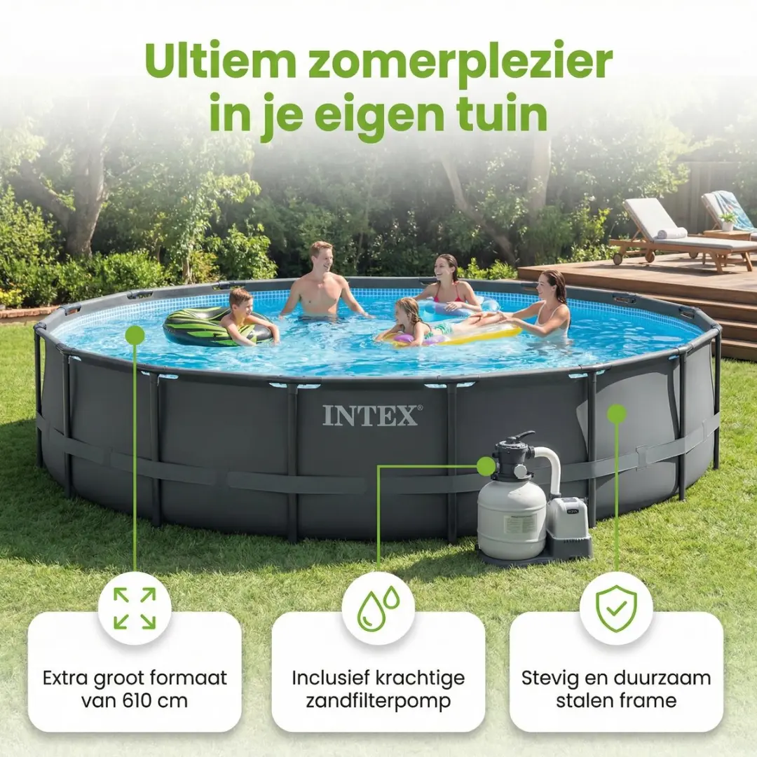 Intex Ultra XTR Frame Zwembad 610x122cm - 8-delig - Grijs