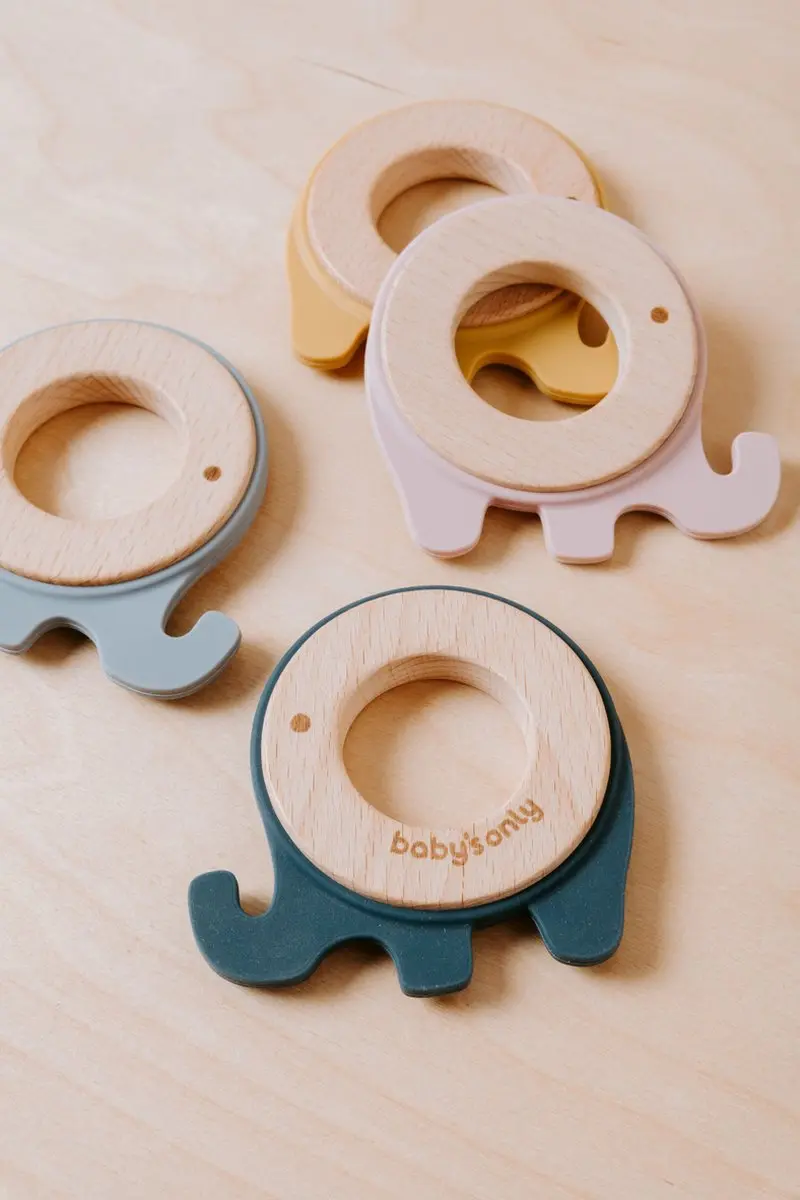 Baby's Only Houten Bijtring Olifant - Oud Roze