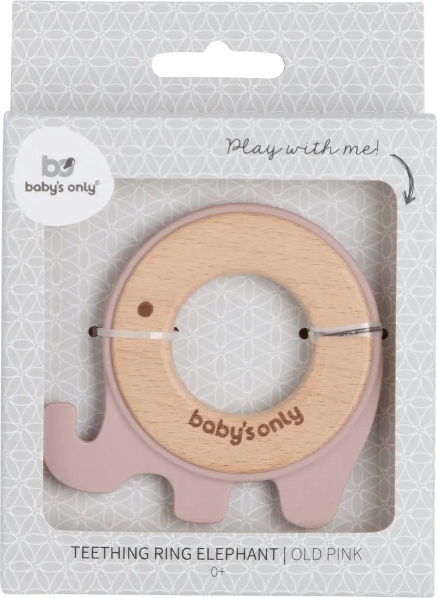 Baby's Only Houten Bijtring Olifant - Oud Roze