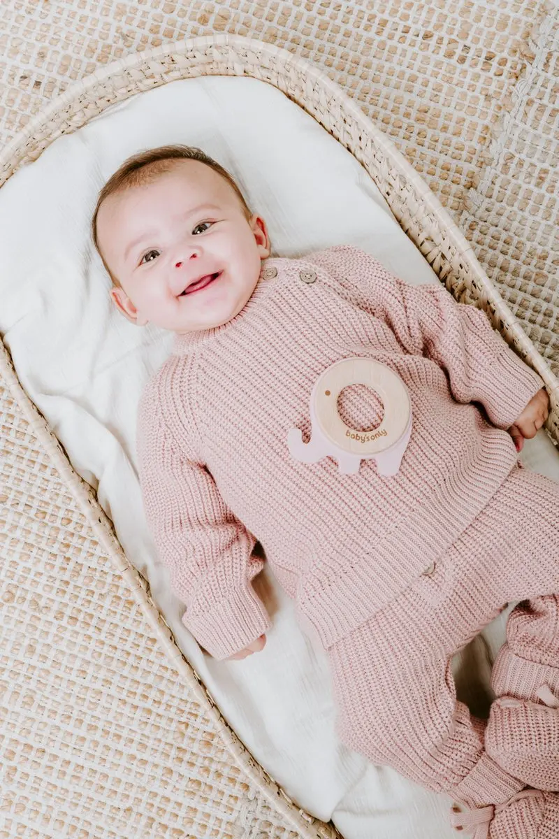 Baby's Only Houten Bijtring Olifant - Oud Roze