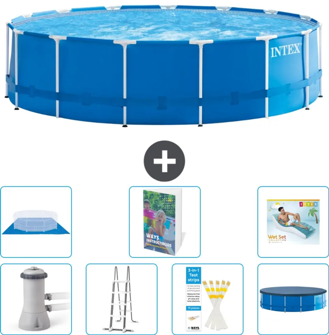 Intex 28242GN-Blauw Rond Frame Zwembad 457x122cm