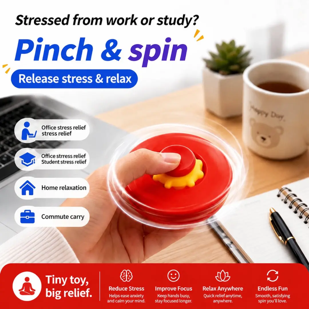 ECTEATOY Stressbal Fidget Spinner Bal - 5.5cm - Rood