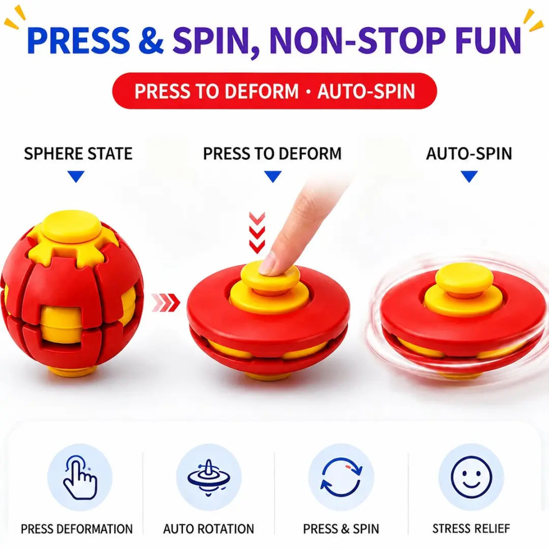 ECTEATOY Stressbal Fidget Spinner Bal - 5.5cm - Rood