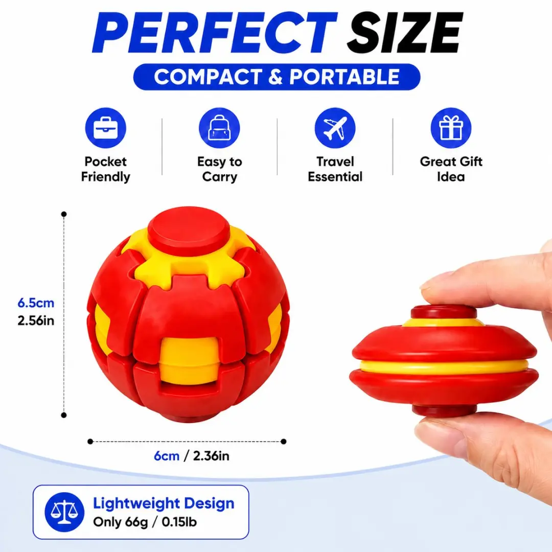 ECTEATOY Stressbal Fidget Spinner Bal - 5.5cm - Rood