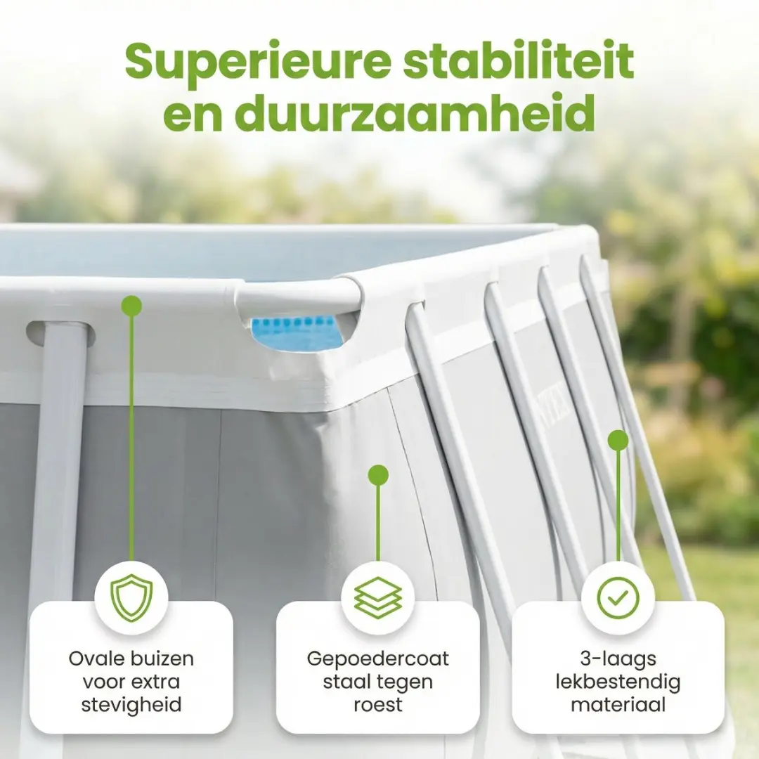 Intex Ovaal Prism Frame Zwembad 610x305x122cm - 8-delig - Grijs