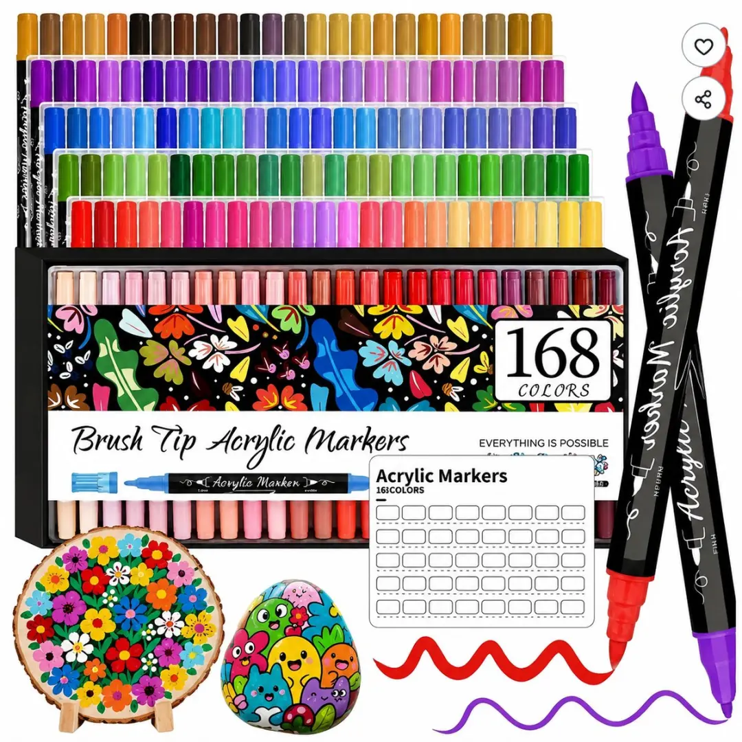 ECTEATOY Acrylverfmarkers 168 Stuks - Multi