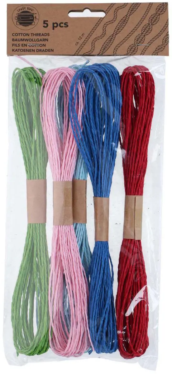 ThimToys Raffiadraad 12m - 5 Stuks - Multicolor