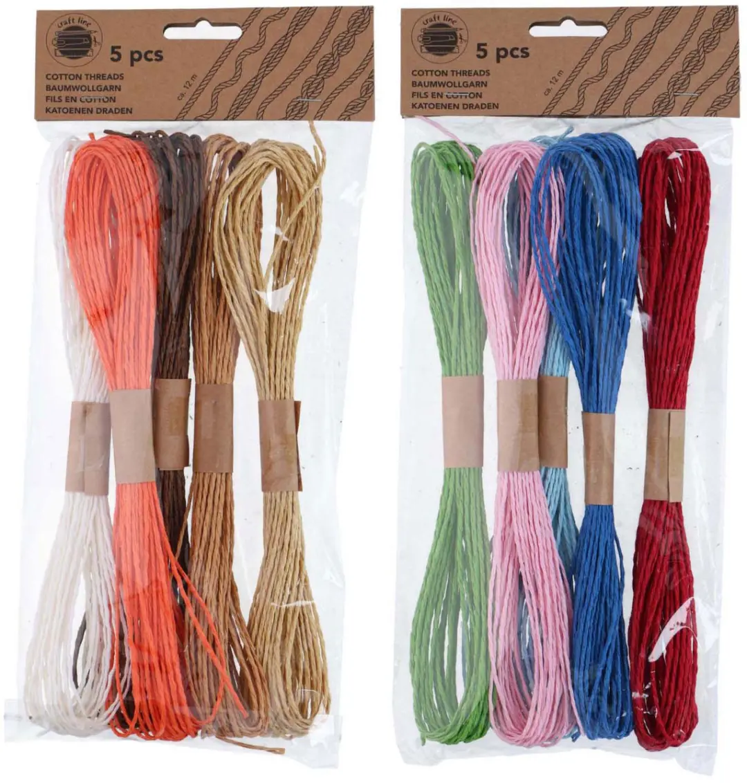 ThimToys Raffiadraad 12m - 5 Stuks - Multicolor