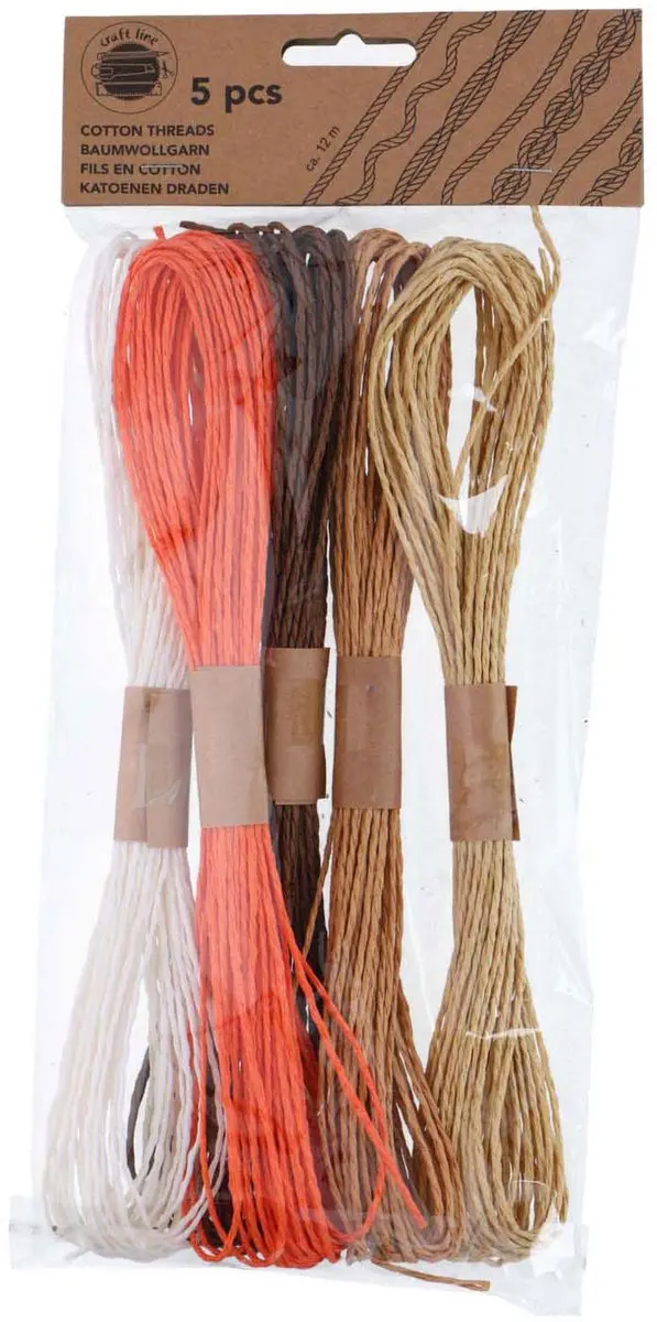 ThimToys Raffiadraad 12m - 5 Stuks - Multicolor