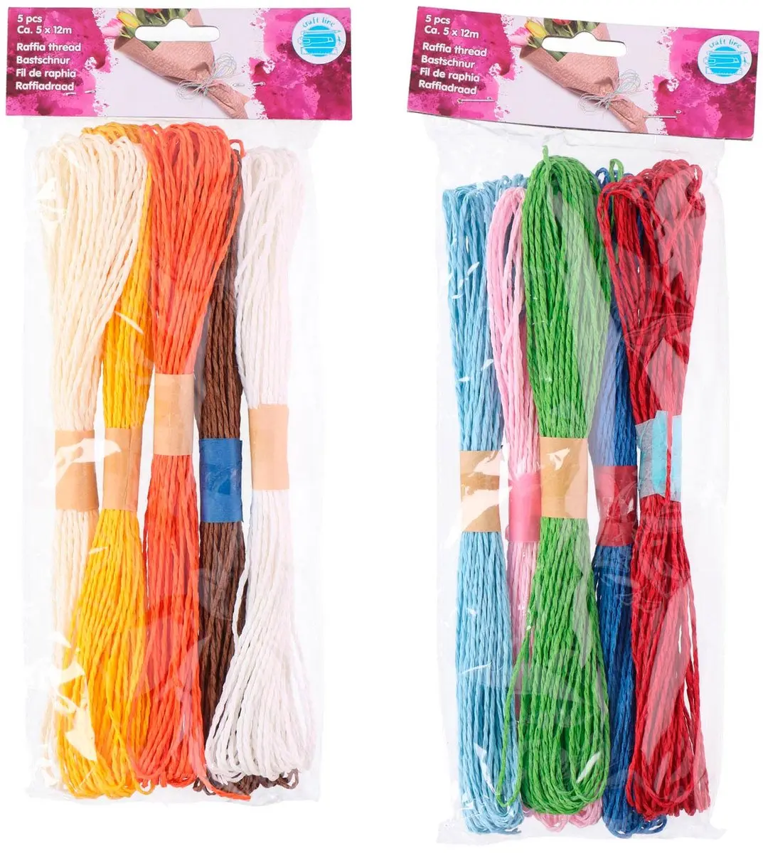 ThimToys Raffiadraad 12m - 5 Stuks - Multicolor
