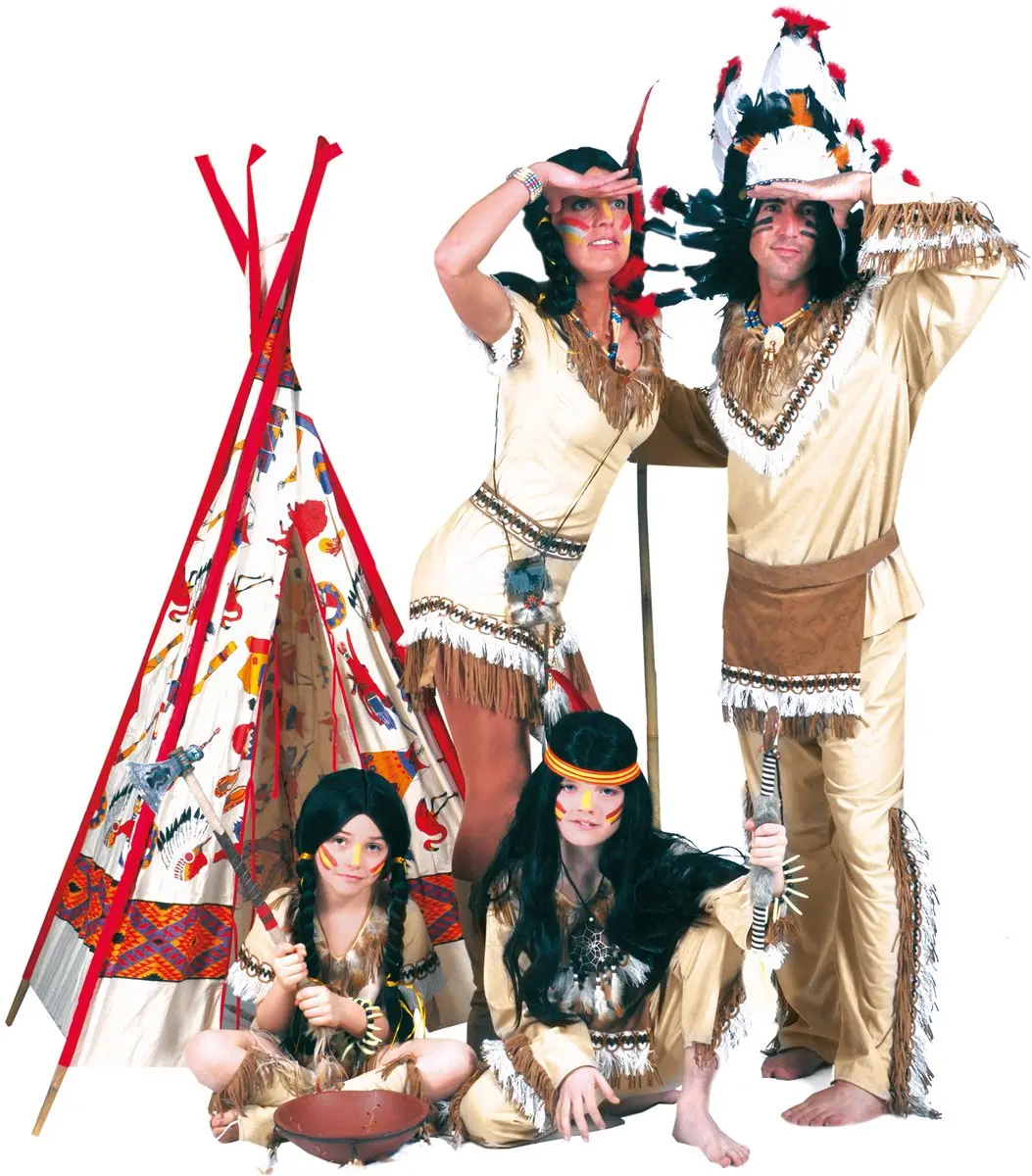 Espa Indianen Kostuum Sioux Man - Maat M/L - Wit/Bruin