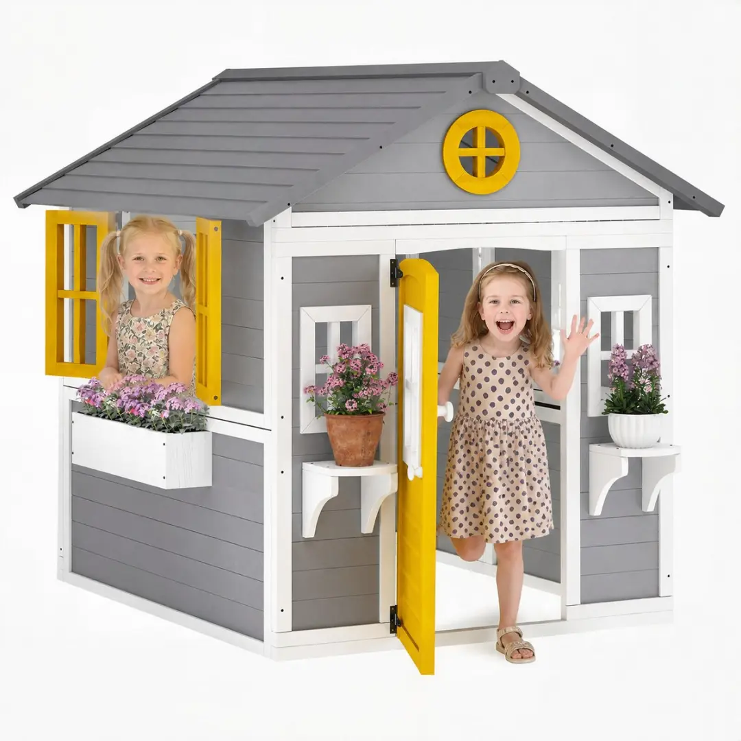 ECTEATOY Houten Speelhuisje Geel