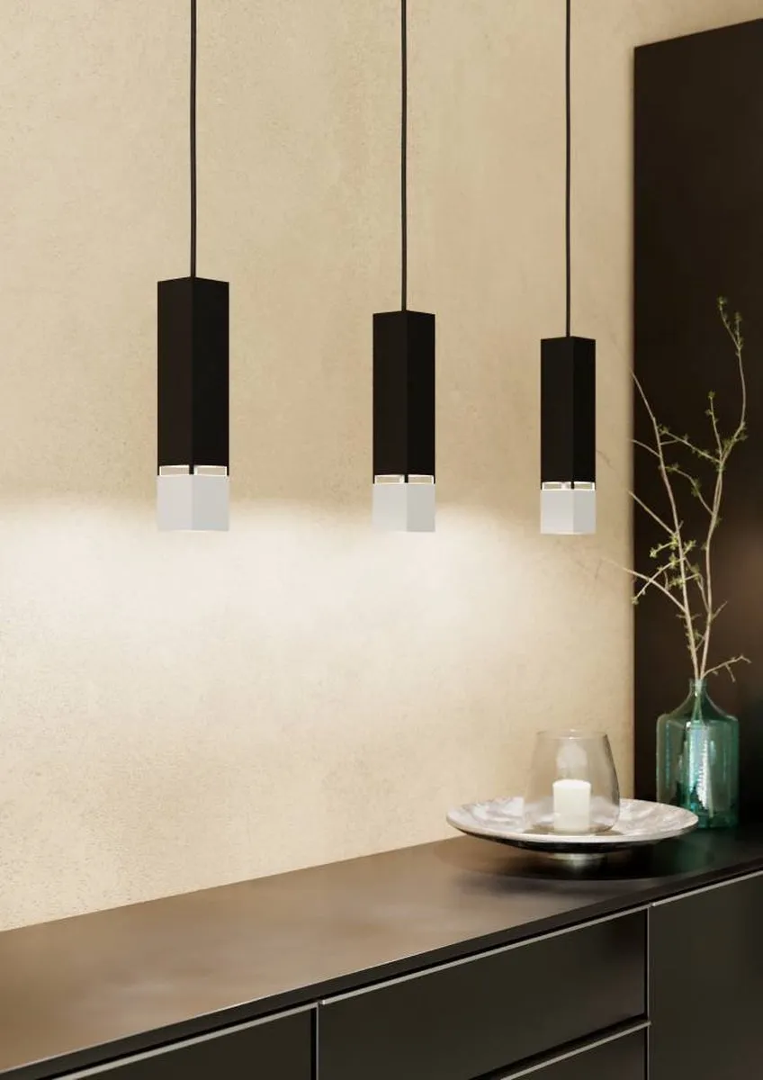 Eglo Butrano Hanglamp GU10 - 77cm - Zwart/Zilver