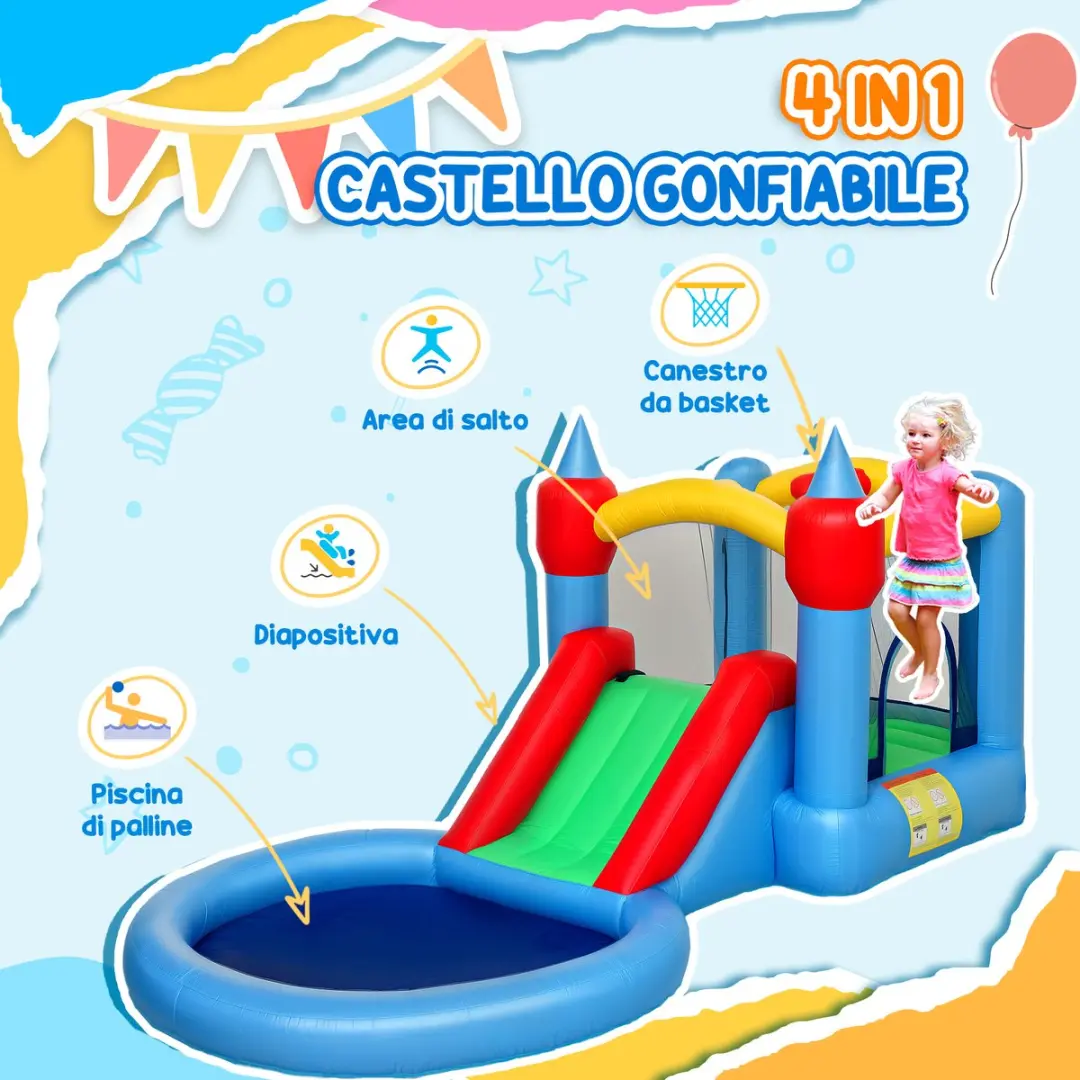 ECTEATOY Springkussen Activity 4-in-1 454541 - 415x205x190cm - afbeelding 4 van 6