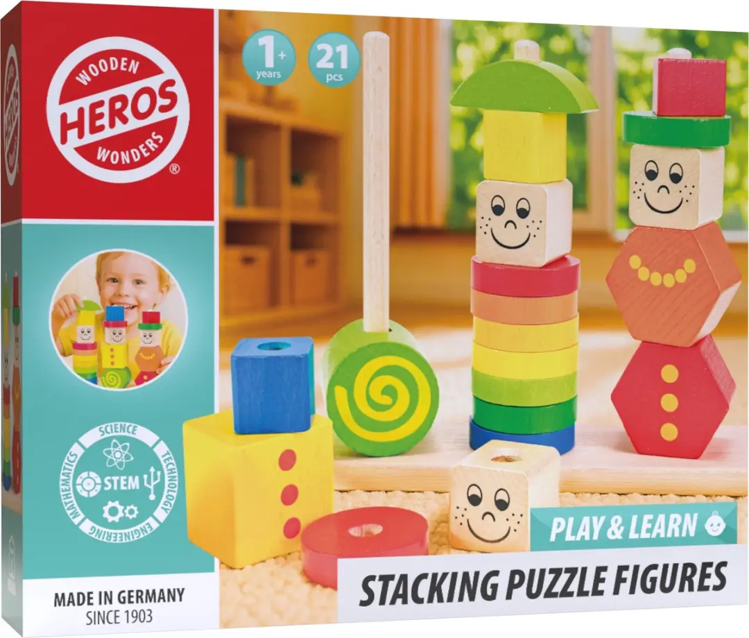 Heros Stapelpuzzel Figuren Basis Kleuren - 21 Stuks