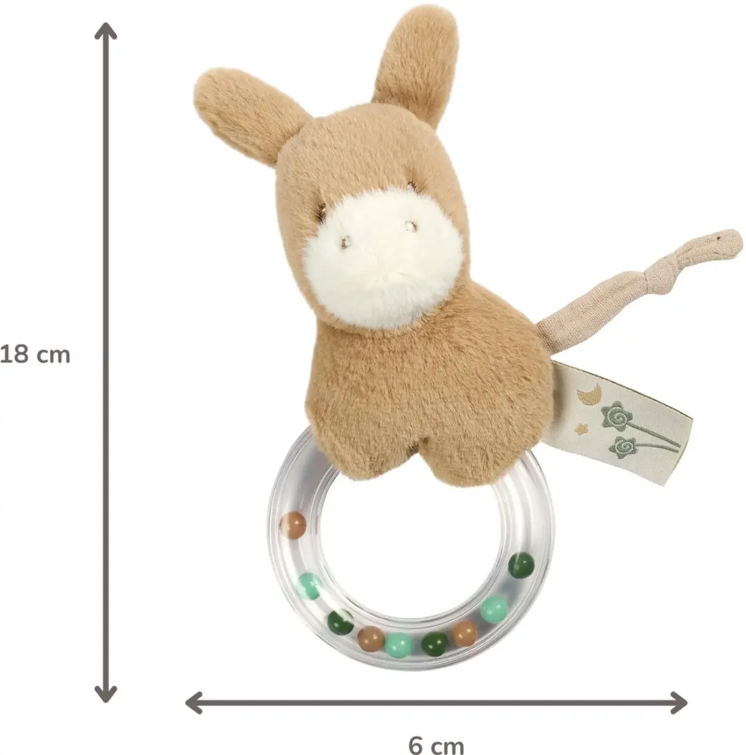 Nattou LouLou Rammelaar Baby Ezel - 15cm - Licht Karamel