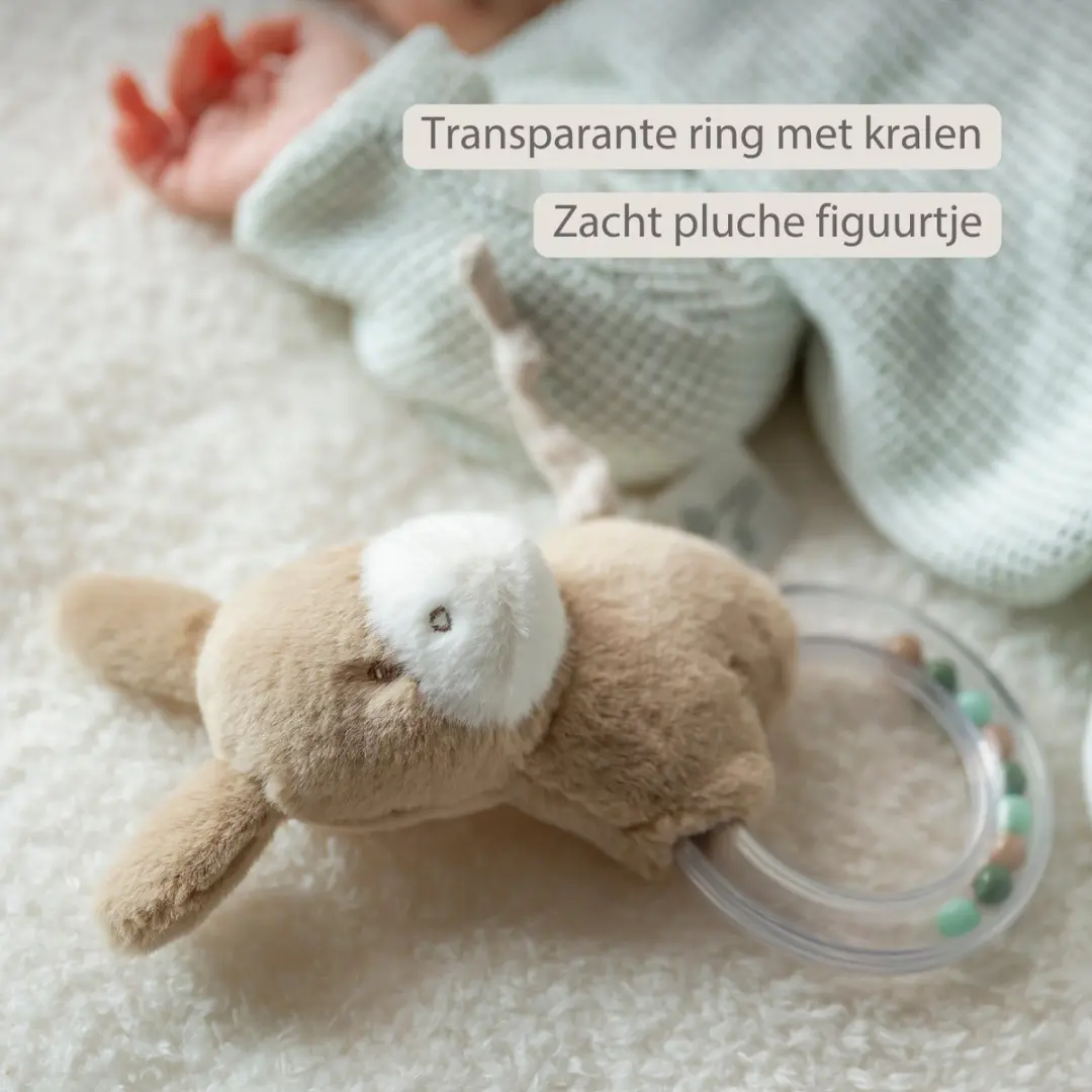 Nattou LouLou Rammelaar Baby Ezel - 15cm - Licht Karamel
