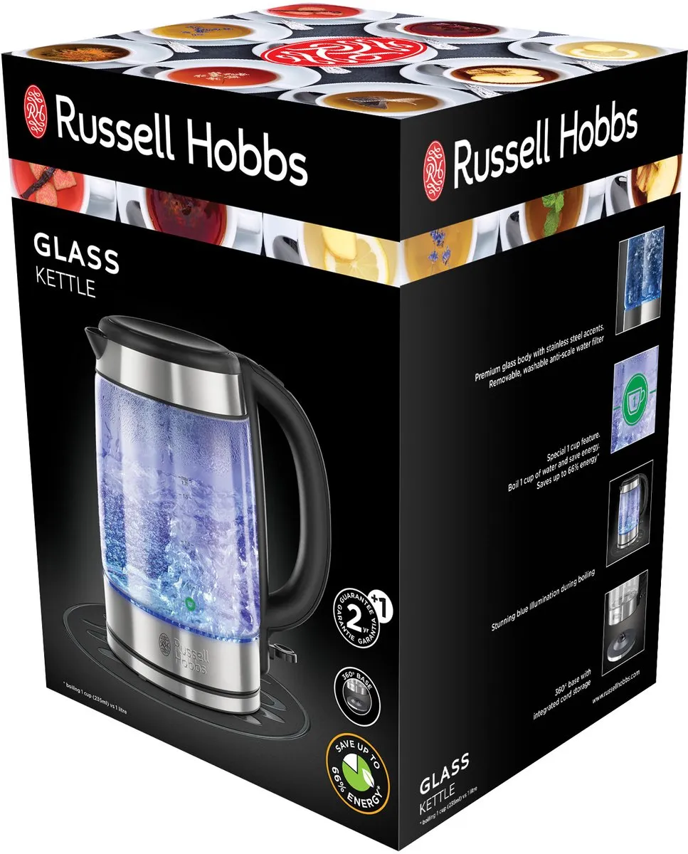 Russell Hobbs 21600-57 Glazen Waterkoker 1.7L - 2200W - Zilver