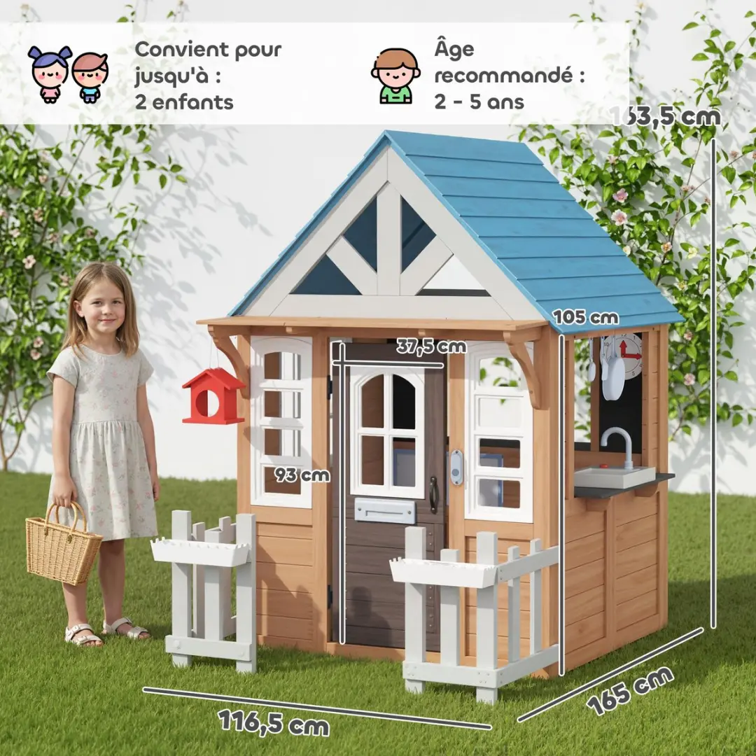 ECTEATOY Houten Speelhuisje Speelkeuken 5848488 - Bruin