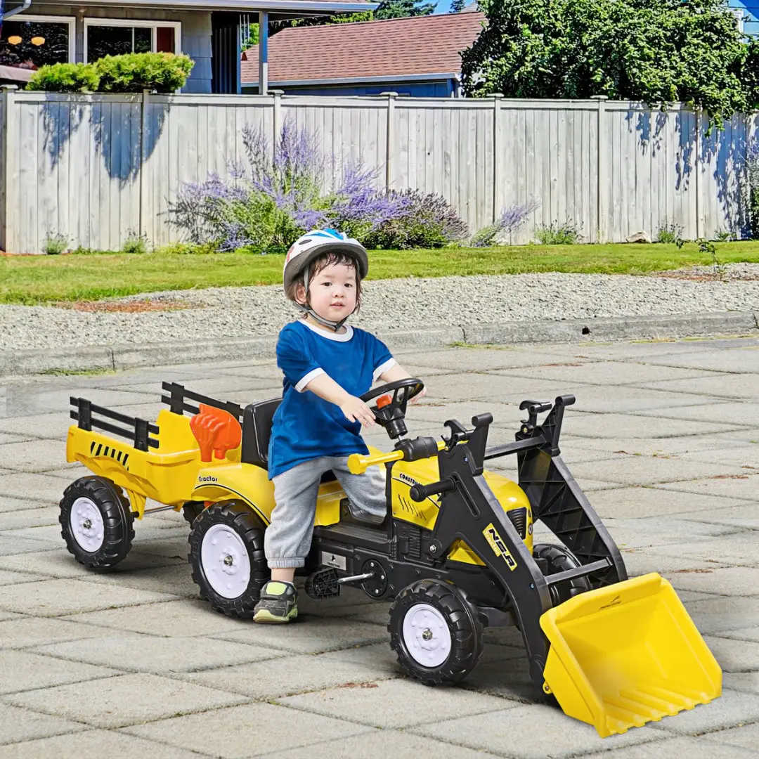 Homcom Rijden-op Constructiewagen Metaal - 167x41x52cm Geel