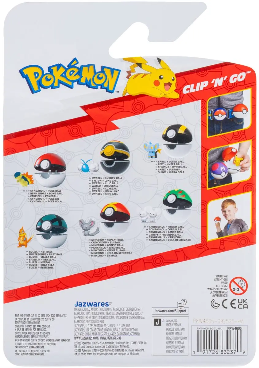 Pokémon Clip 'N' Go Tandemaus Friend Ball PKW4605 - Multi