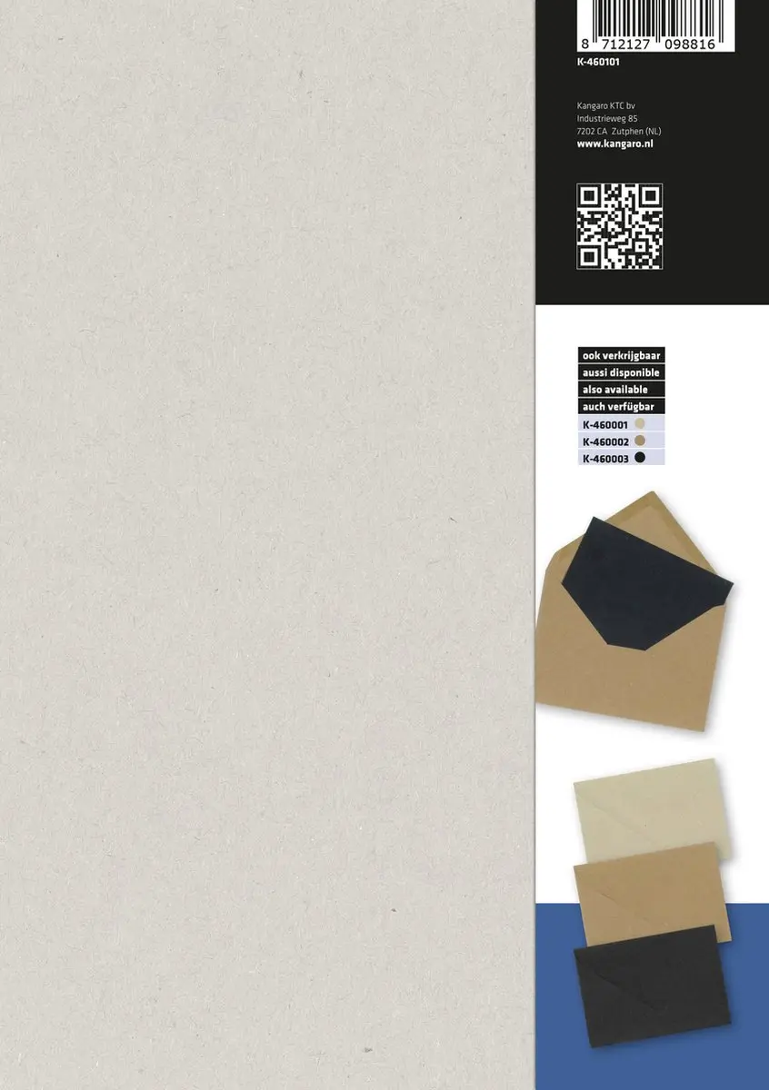 Kangaro K-460101 Papierblok A5 - 36 Stuks - 220g FSC - Grijs/Bruin/Zwart