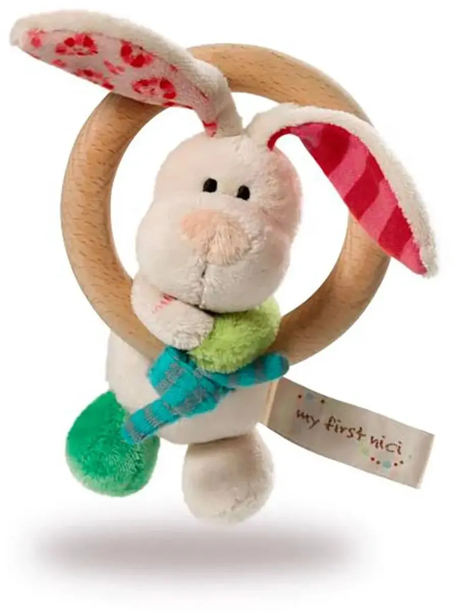 Nici Bijtring Rabbit Tilli Hout/Pluche Wit