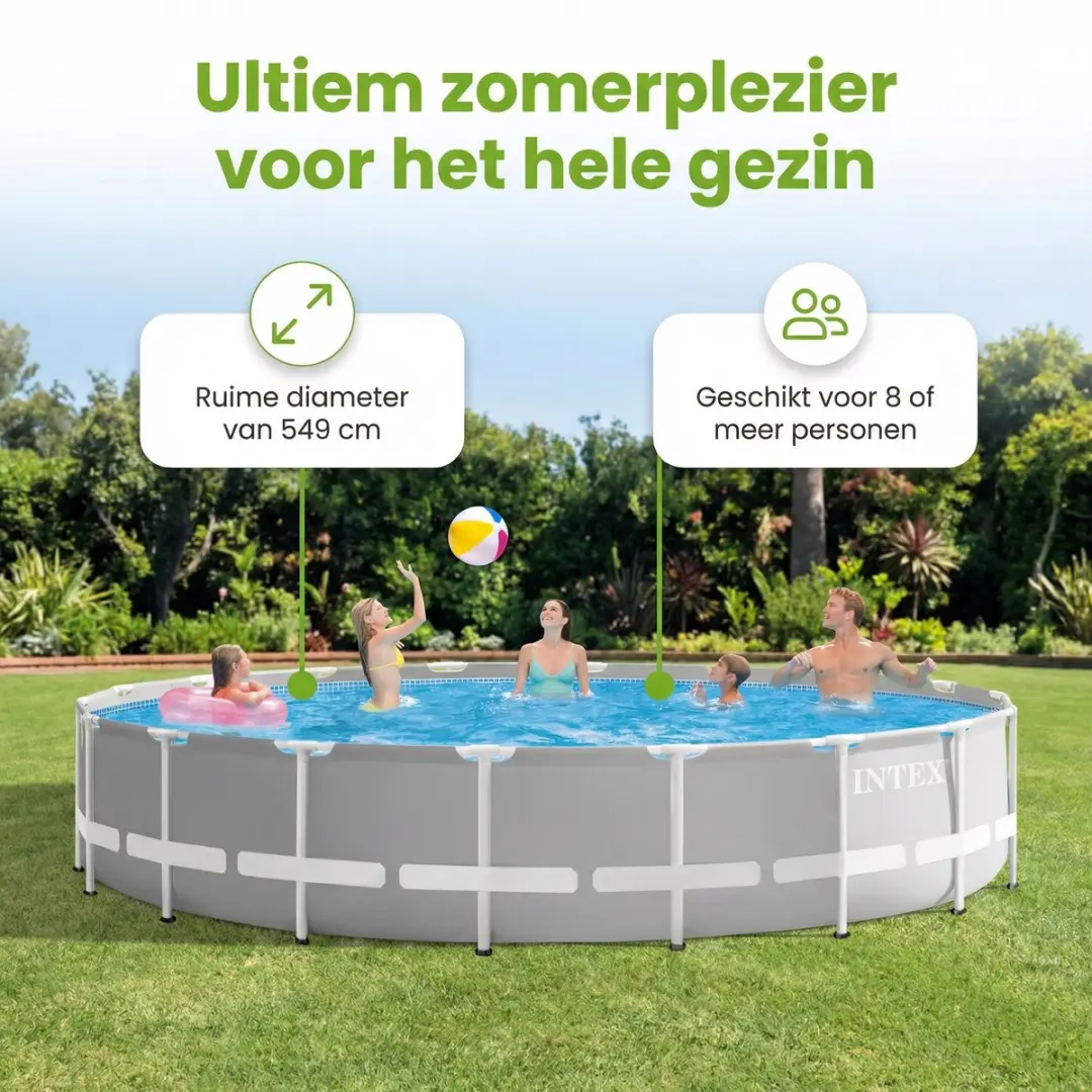 Intex Rond Prism Frame Zwembad 549cm - 24.311L - Grijs