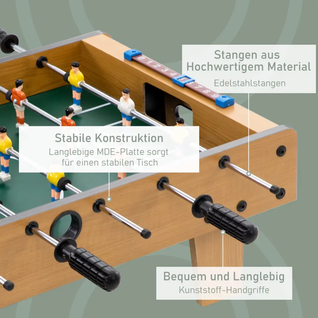 Homcom Voetbaltafel Natuurhout MDF - 69x36,5x22cm - 2 Ballen