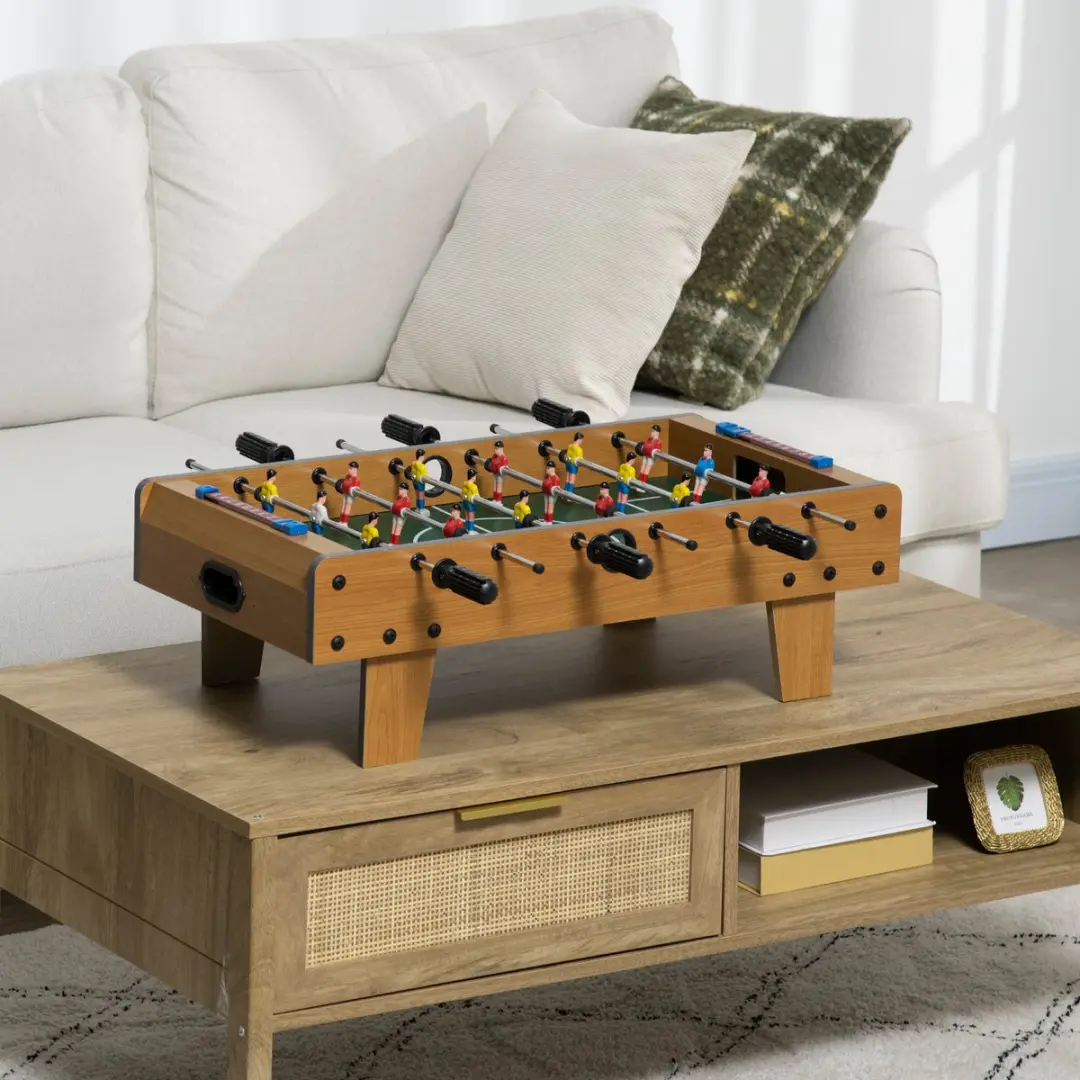 Homcom Voetbaltafel Natuurhout MDF - 69x36,5x22cm - 2 Ballen
