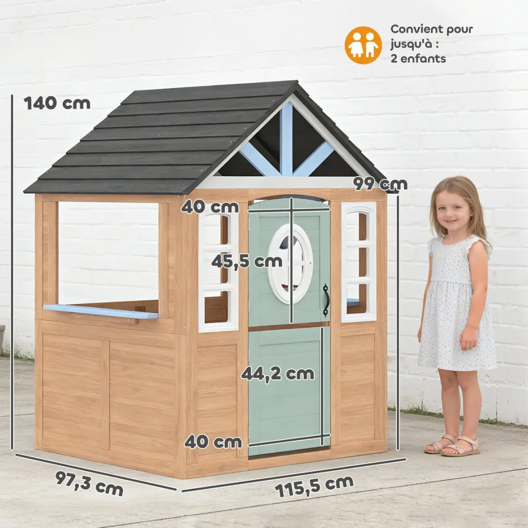 ECTEATOY Houten Speelhuisje 115,5x97,3x140cm - Dennenhout - Bruin