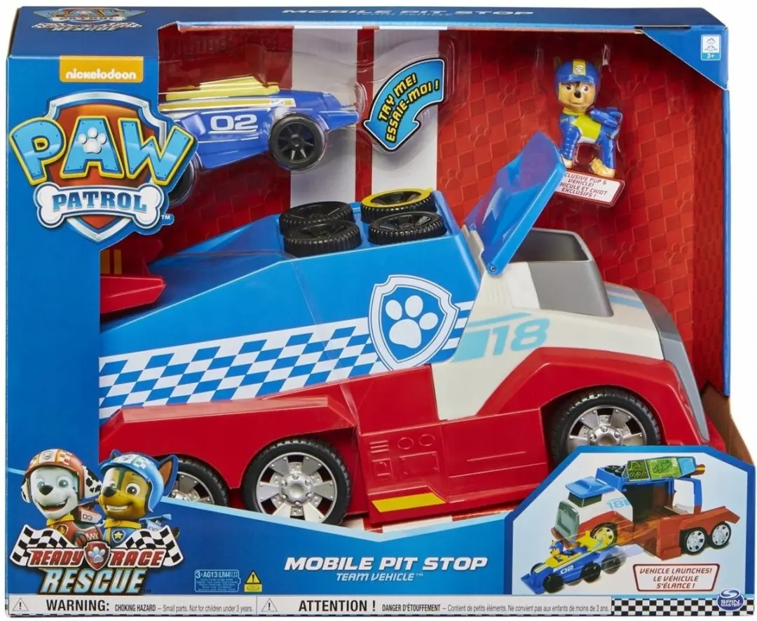 PAW Patrol Chase Pit Stop Voertuig - Blauw/Rood/Wit