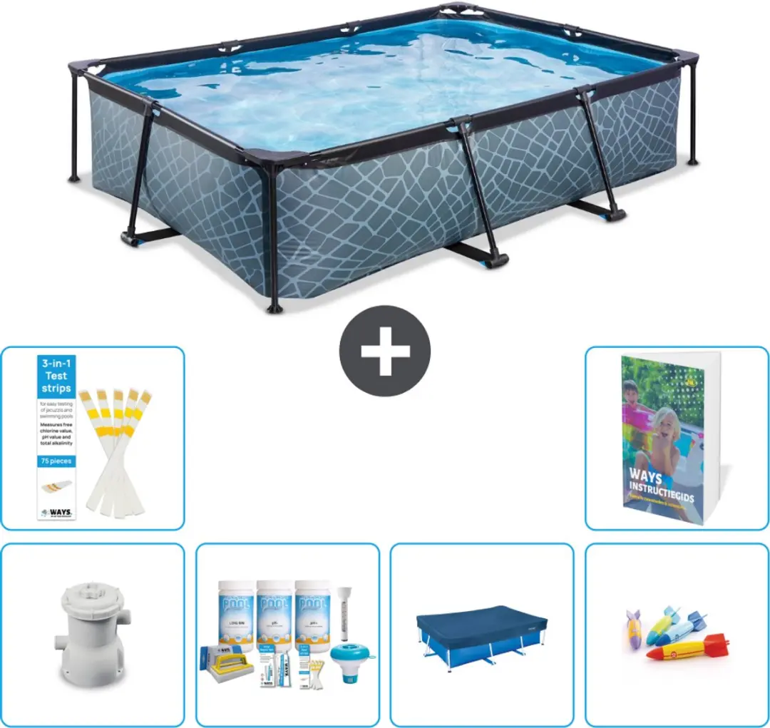 EXIT Toys Stone Frame Zwembad 300x200x65cm
