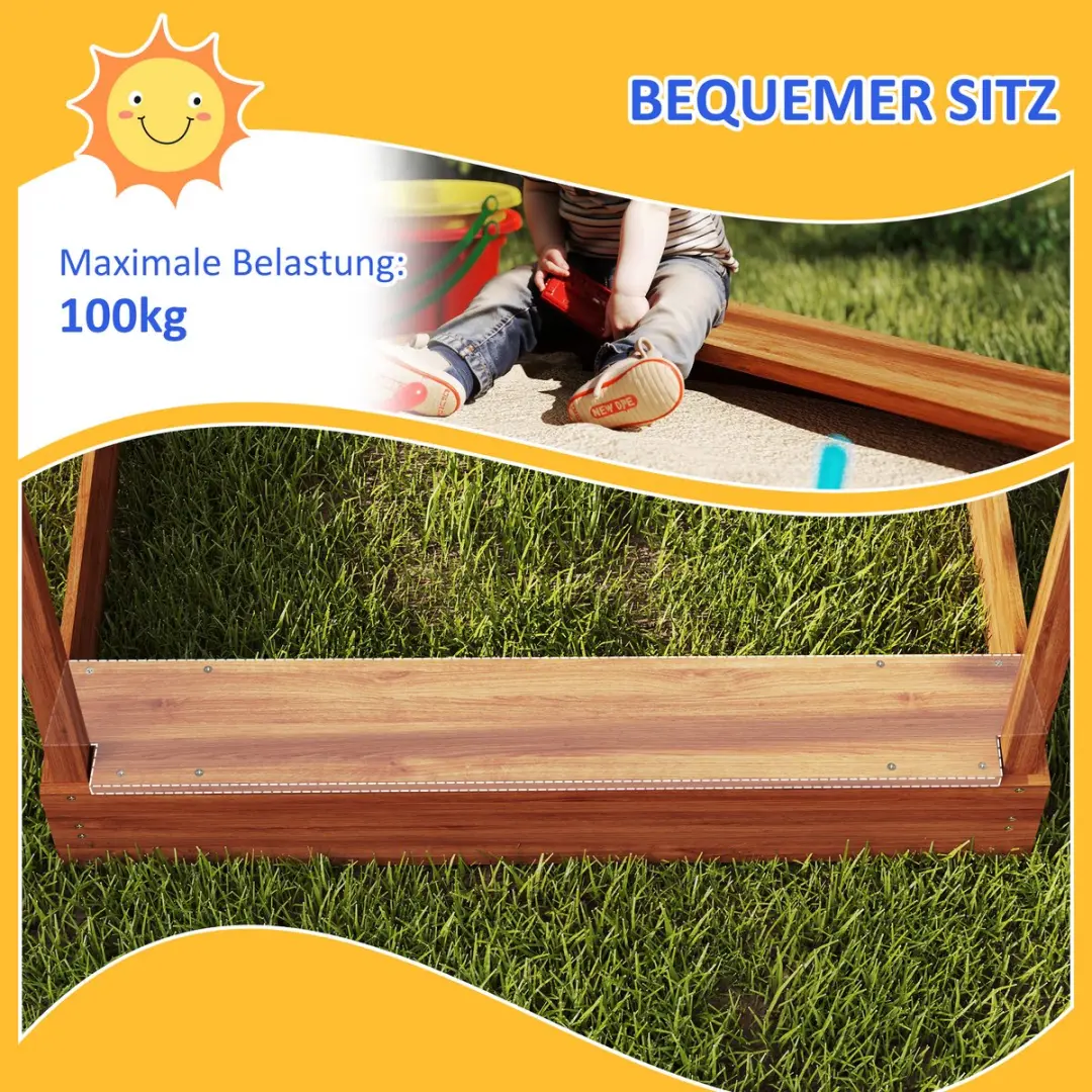 ECTEATOY Houten Zandbak Huisvorm 124x116x146cm - Speelgoed