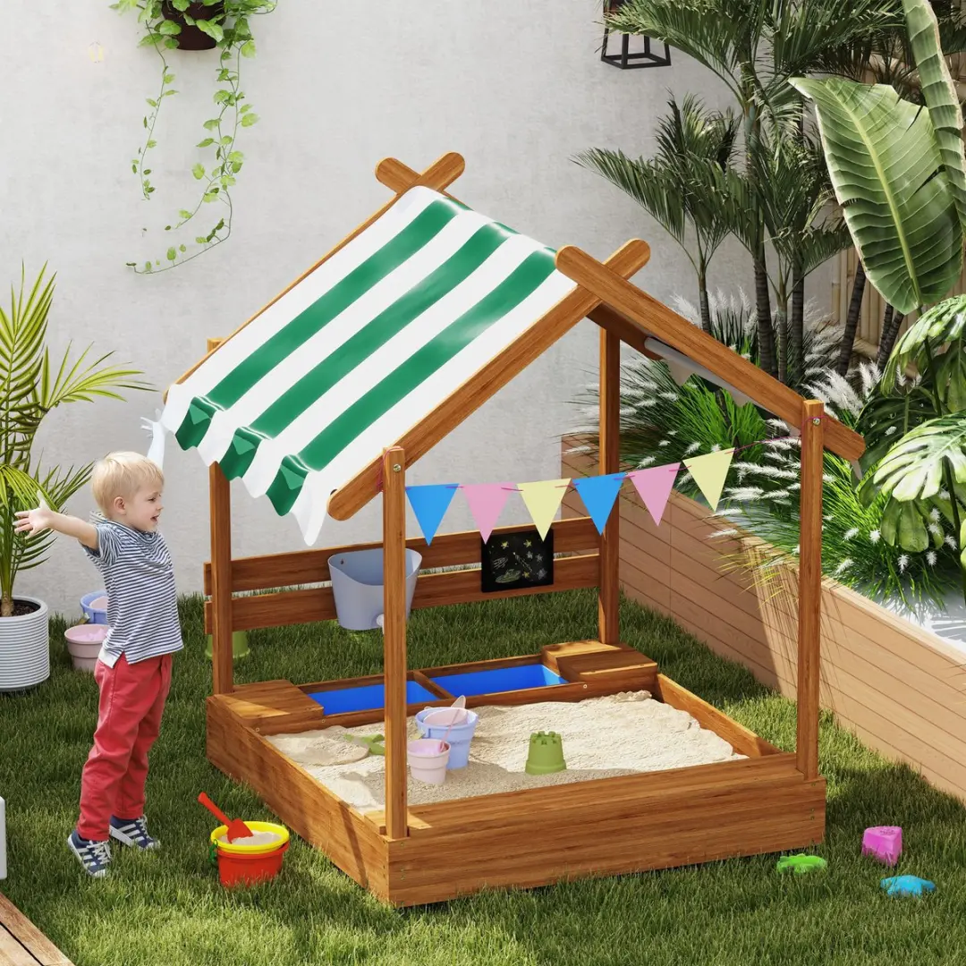 ECTEATOY Houten Zandbak Huisvorm 124x116x146cm - Speelgoed - afbeelding 6 van 6