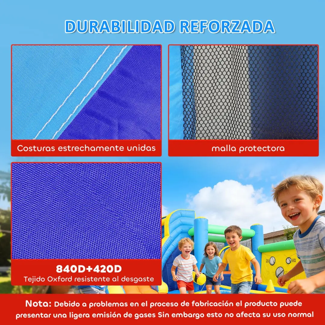 ECTEATOY Opblaasbaar Waterpark 8-in-1 - Springkasteel met glijbaan & zwembad