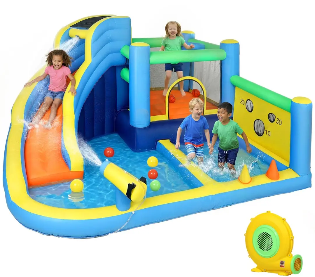 ECTEATOY® Opblaasbaar Waterpark 8-in-1 met 550W Blower