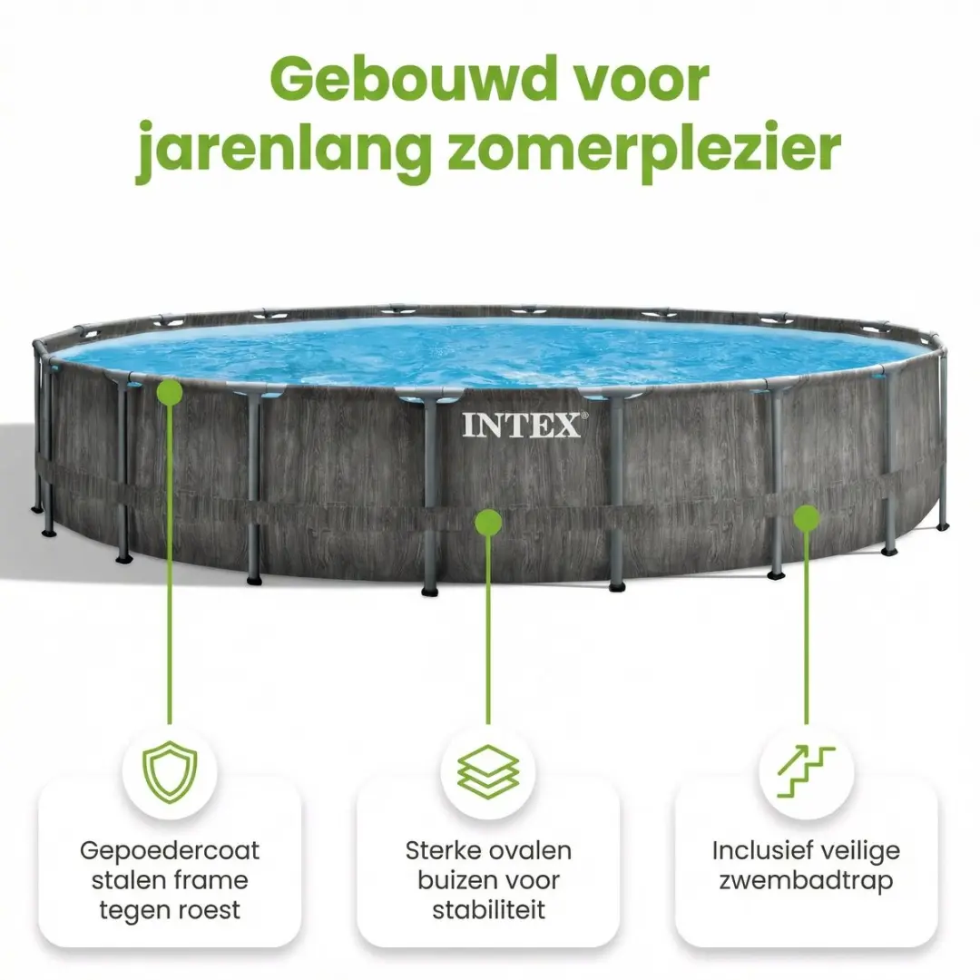 Intex Prism Frame Zwembad 549x122cm - 8-delig - Grijs